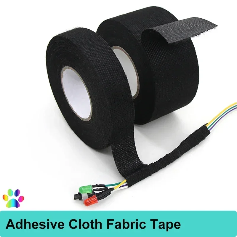 15M Width 9/15/25/40/50mm Heat-resistant Flame Retardant Tape Adhesive Cloth Tape For Car Cable Harness Wiring Loom Protection