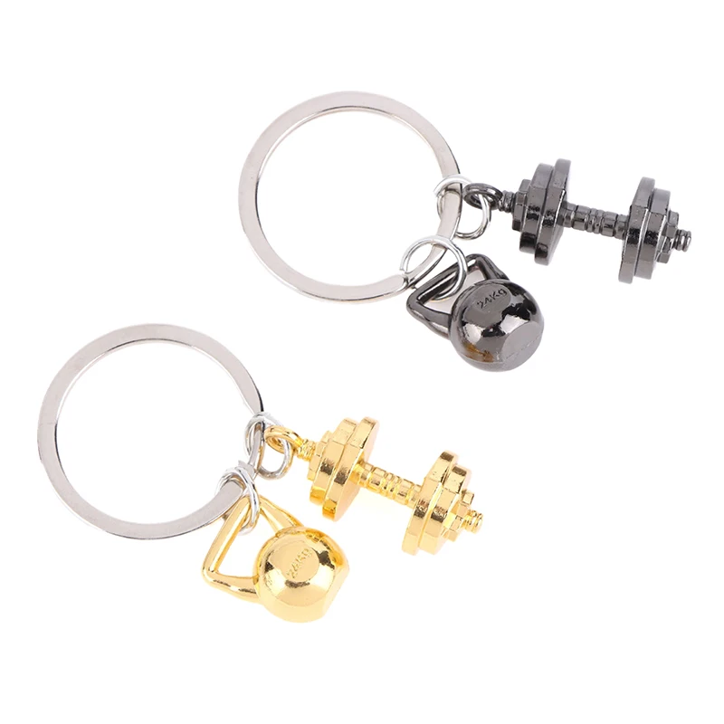 Mini-Hantel-Schlüsselanhänger aus Metall für Männer, Doppelhantel, Fitness-Promotion, kleines Geschenk, Zubehör zum Aufhängen am Rucksack oder Schlüsselbund – Detail 7