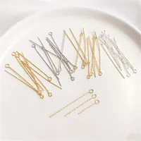 18K14K silver color bao bao gold accessories 9 word needle string bead needle round head T needle DIY earrings pendant material