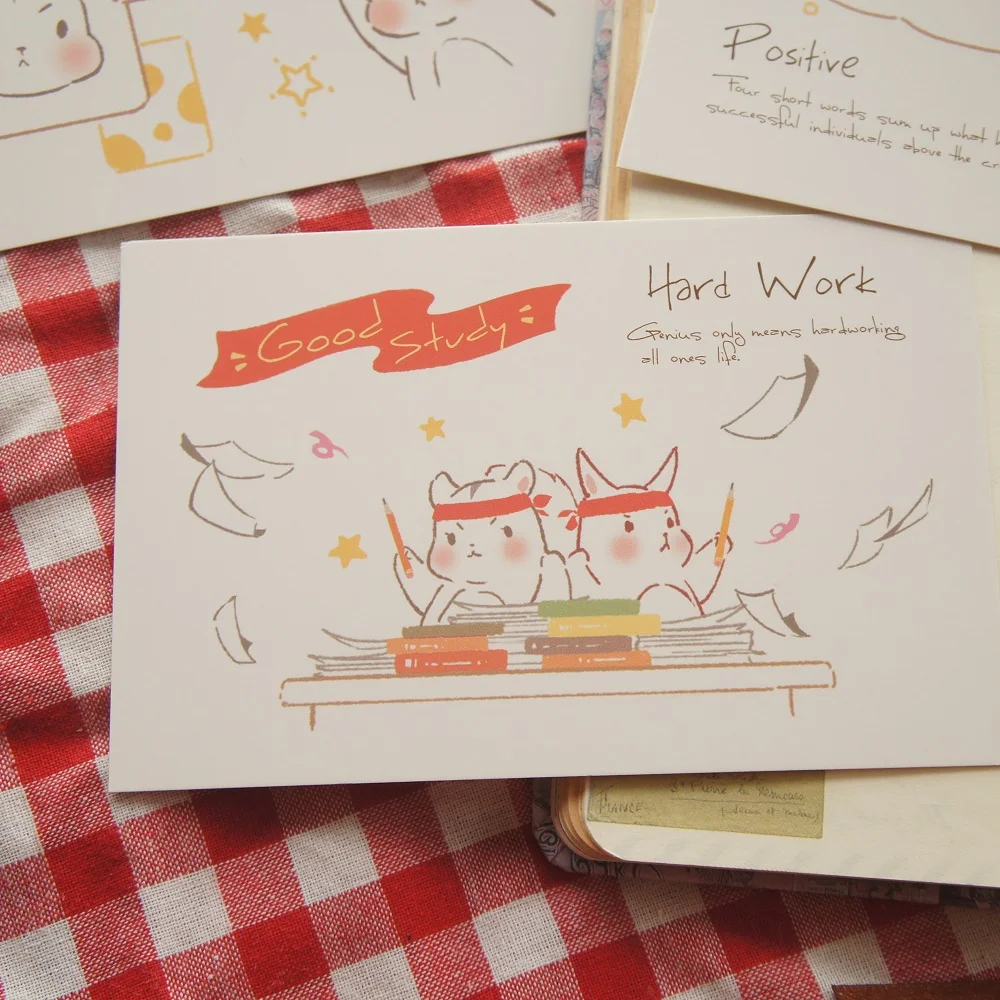 

15pcs Rabbit Hamster Piglet School Life Style Card As Party Invitation DIY Decoration Gift Card Message Card Postcard