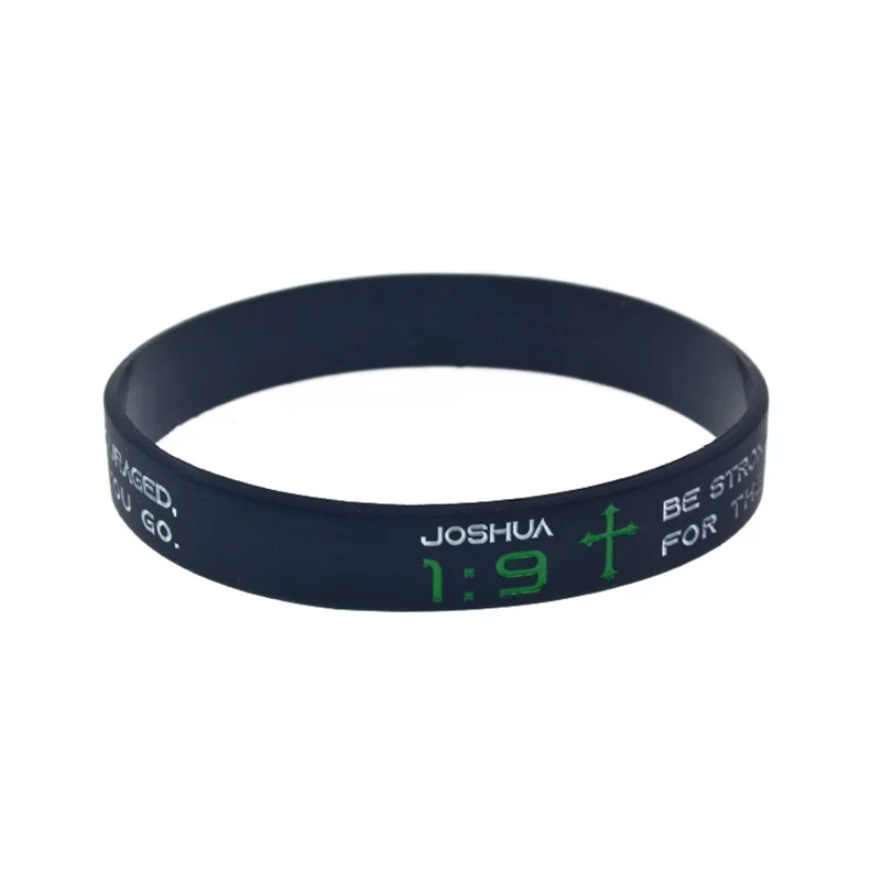 50 Pcs Joshua 1:9 Silicone Bracelet Jesus Rubber Wristband Saying Be Strong and Courages Do not Be Afraid