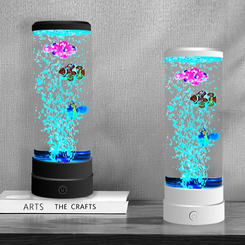 Multi-Color Changing Aquarium Tank Night Light Decorative Simulated Fish Bubble Table Lamp Desk Decoration,LED Fish Lamp Kit