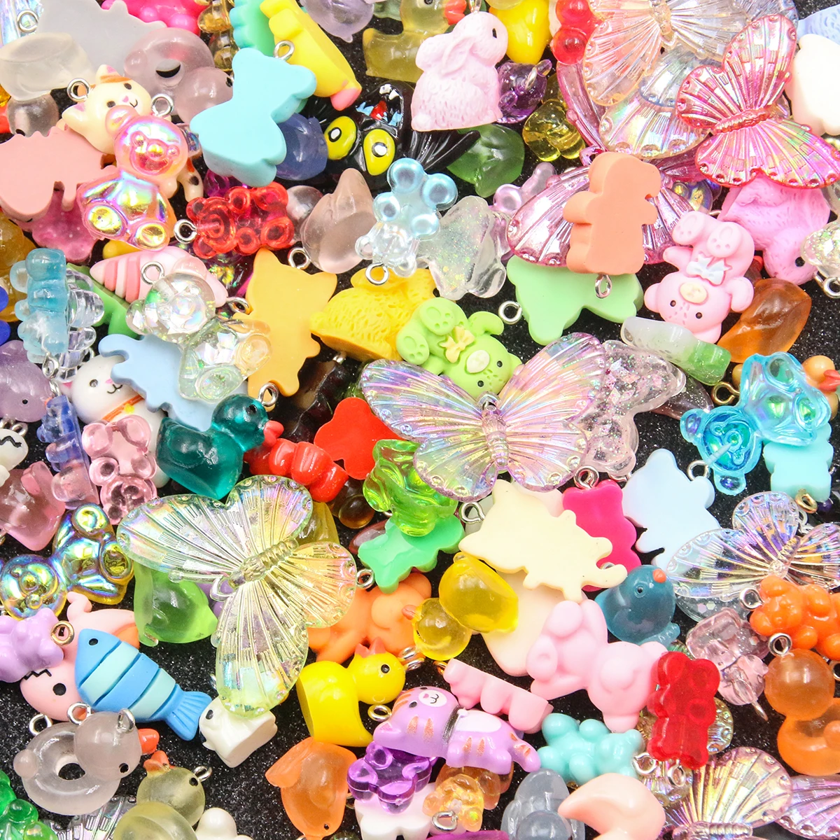 10Pcs 10-20 Styles Mix Animal Butterfly Cat Duck Resin Earring Charms Diy Findings Keychain Bracelets Pendant For Jewelry Making