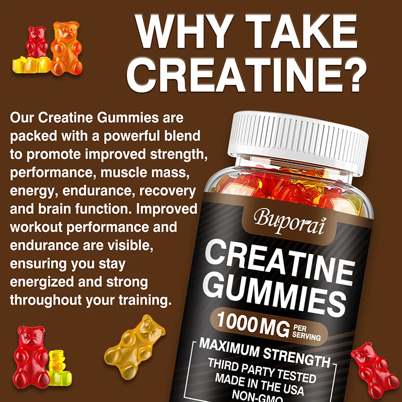 Creatine Monohydrate Gummies - Pre/post Workout, Fitness, Strength, Muscle Building Provide Energy Supplements