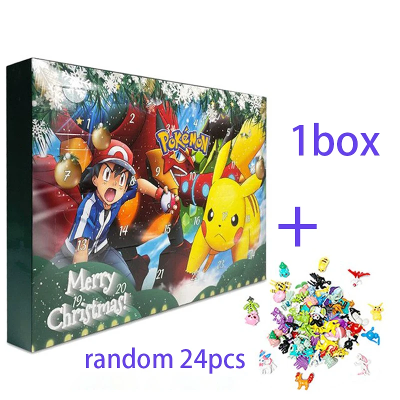 กล่องปฏิทินโปเกมอน 24 ชิ้น/กล่อง กล่องสุ่มฟิกเกอร์อนิเมะน่ารัก โมเดลพีวีซีขนาดเล็ก ตุ๊กตาของเล่นเด็ก ของขวัญคริสต์มาส ฮาโลวีน