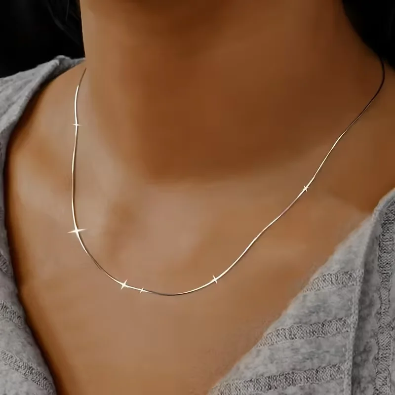 316L Stainless Steel Hypoallergenic Snake Bone Chain Clavicle Chain 2.2G 1mm Silver Tone Matching Chain 45/50/55/60cm