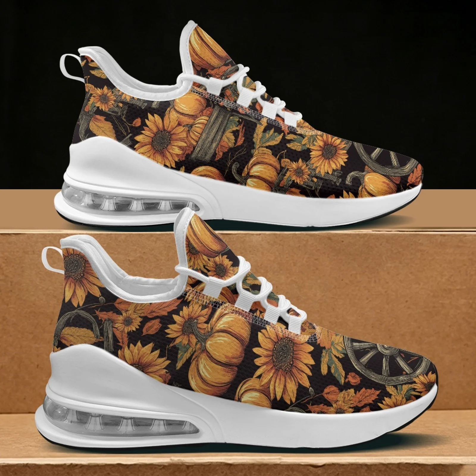 PENSTROLL Pumpkin Sunflower Casual Athletic Shoes Walking Shoes for Women, Lightweight Breathable Women's Running Shoes