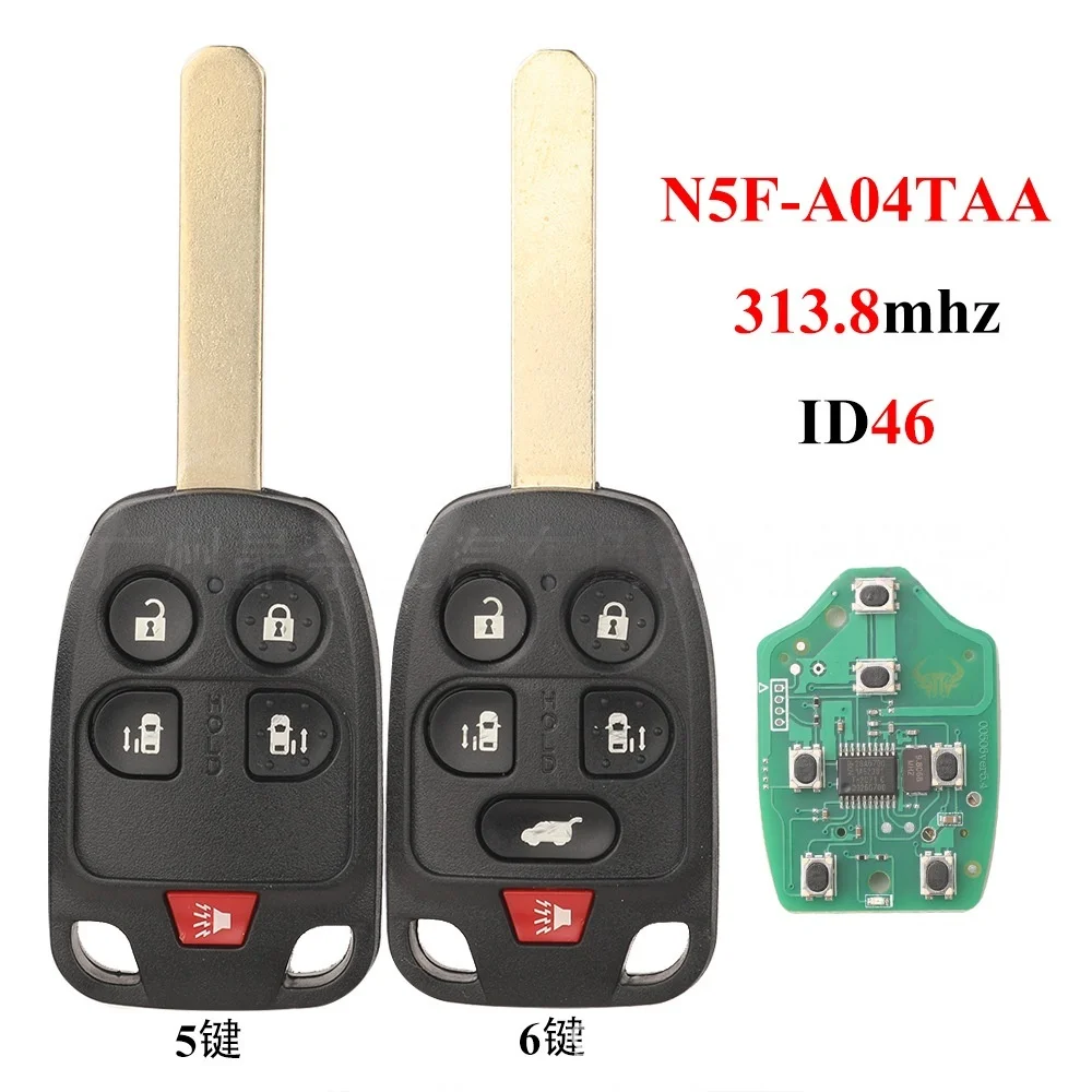 

N5F-A04TAA подходит для Honda, 5-клавишная, 6-клавишная, прямая плата, пульт дистанционного управления, чип ID46, 313,8 МГц