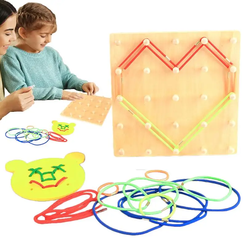 

Rubber Band Game Wooden Brain Teaser Toy Manipulative Math Geoboards Creative Educational Toys Toddler Board Game For Home