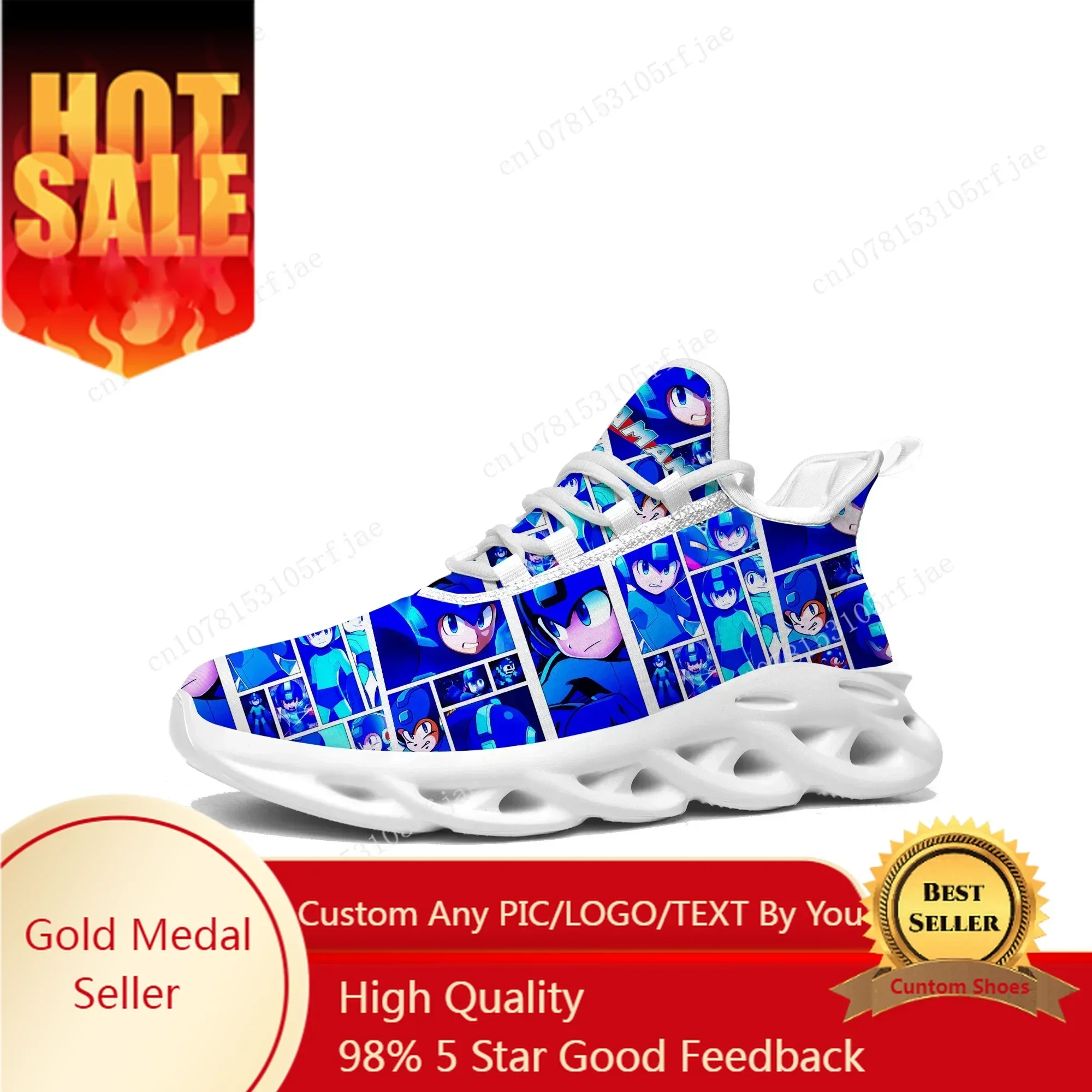 

Mega Man Megaman Sneakers Japanese Cartoon Game Men Women Sports Running Shoes Custom Built Lace Up Shoes
