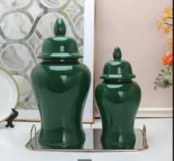 Zielony ceramiczny pojemnik dekoracja zbiornika rękodzieło kompozycja kwiatowa wazon na kwiaty regał dekoracyjny pojemnik Ornament