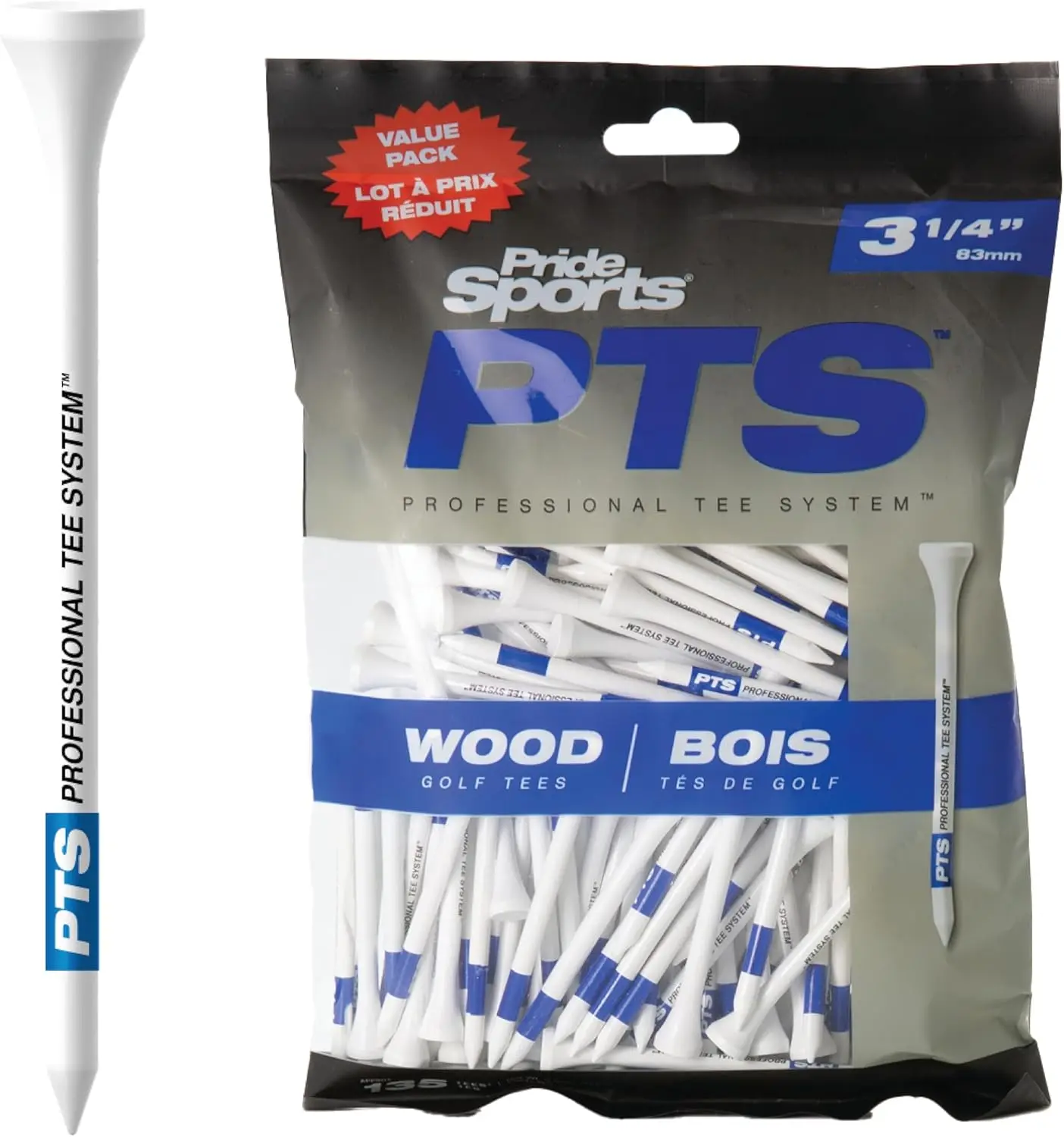 

Wood Golf Tees 135 Pack 3-1/4 Inch Natural Hardwood Tees for Drivers & Woods, Striped for Height Consistency