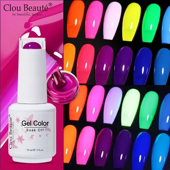 Clou beaute-半永久的なマニキュア,無地の白,ネオングリーン,15ml