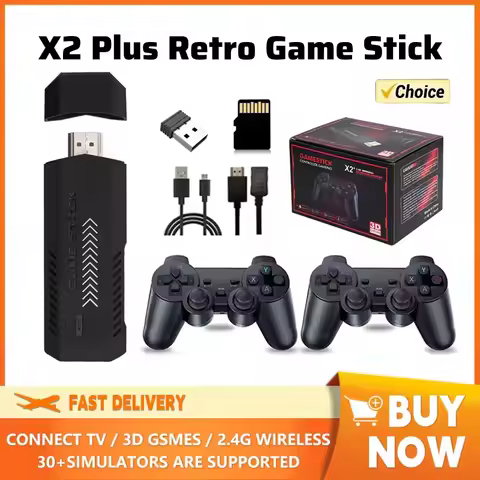 X2 Plus 4K Gaming Stick 3D HD Retro Video Game Console 256GB/128GB/64GB Suitable for PS1/N64/DC Wireless Controller TV Simulator