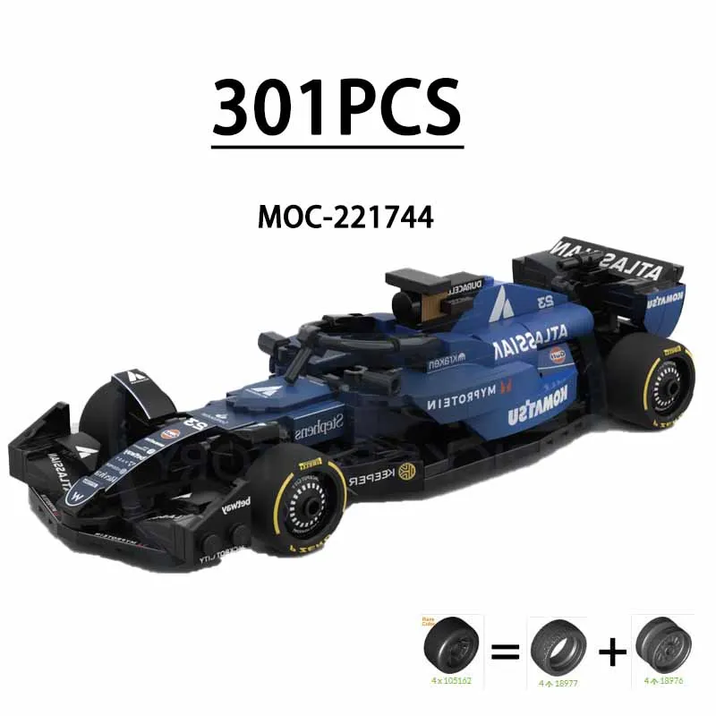新しい-moc-221744-f1-レーシング-fw47-ビルディングブロック-8-市松模様の車ミニステッチモデル-301-個子供の誕生日ギフトクリスマスおもちゃギフト