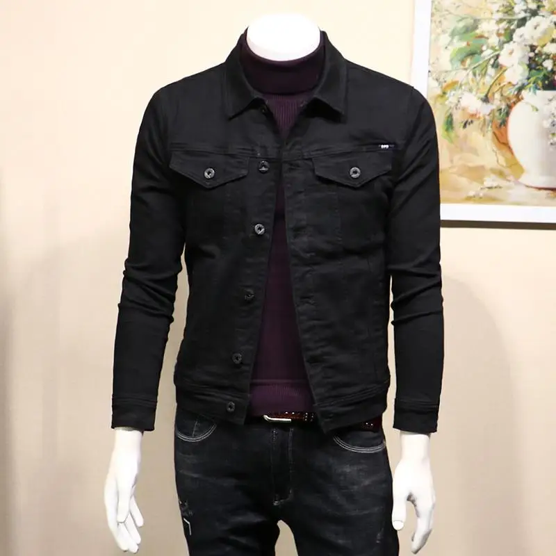 Denim Jackets Man Autumn Black Jeans Coat for Men Short Casual Slim Fashion Designer in Lowest Price Menswear High Quality Low G