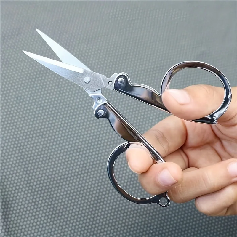 1PC Folding, portable, multi-functional stainless steel small scissors for travel, home and student safety scissors