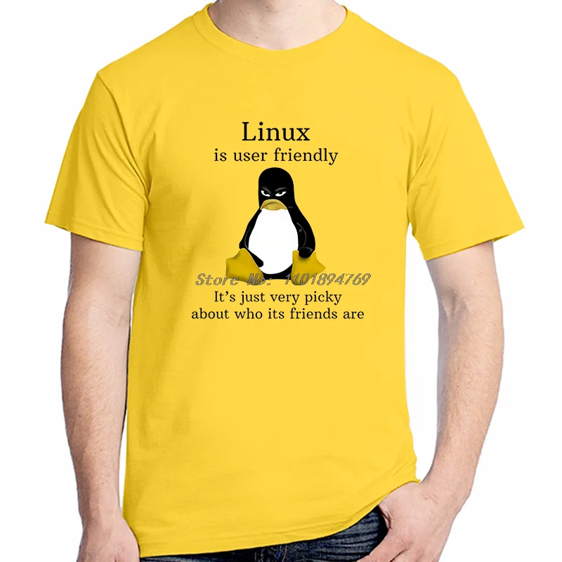 Linux Operating System Tux Penguin Summer Cotton T-Shirt User Friendly Just Picky Distinctive Graphic T Shirts Mens Clothes