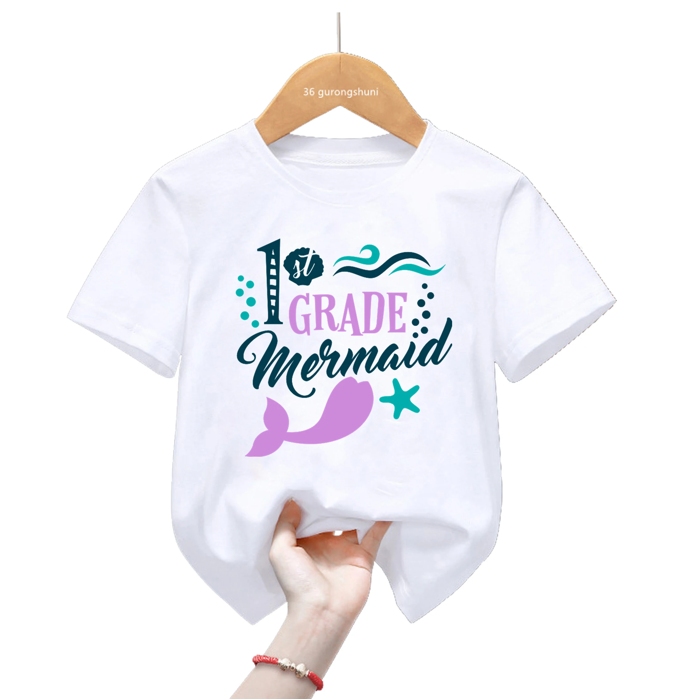 Funny Mermaid 1-5th Grade T Shirt Boys Girls Birthday Gift T-Shirt Harajuku Cute Kids Clothes Short Sleeve T-Shirts Top