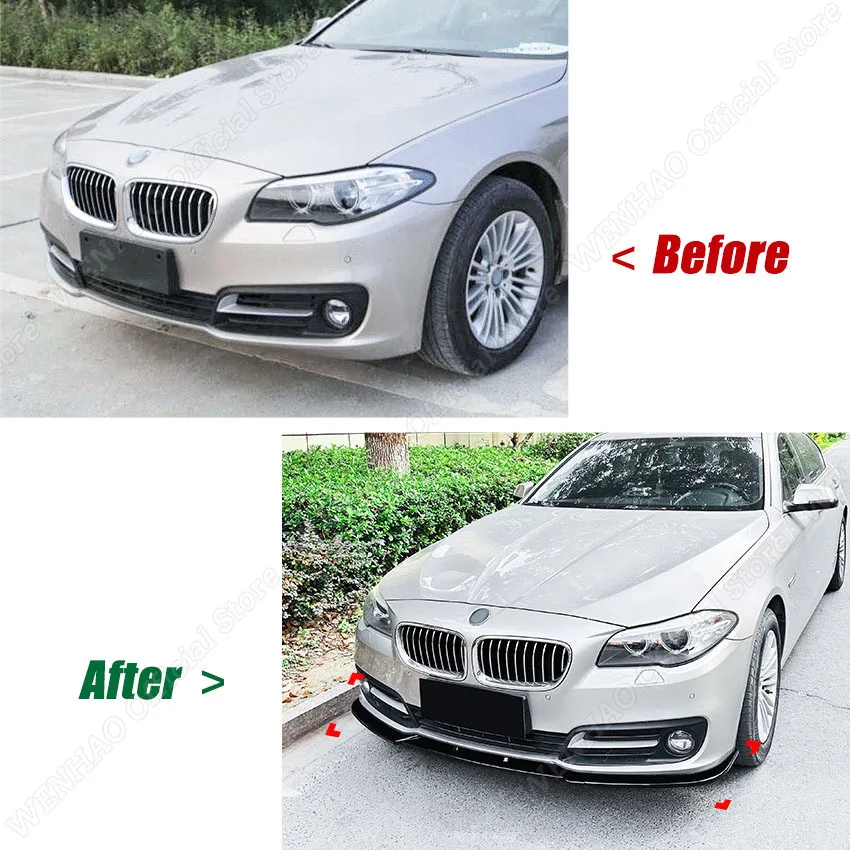 Front Bumper Spoiler Front Shovel Lip Splitter Diffuser Body Kit Modification Gloss Black For BMW 5 Series F10 F11 LCI 2015-2017