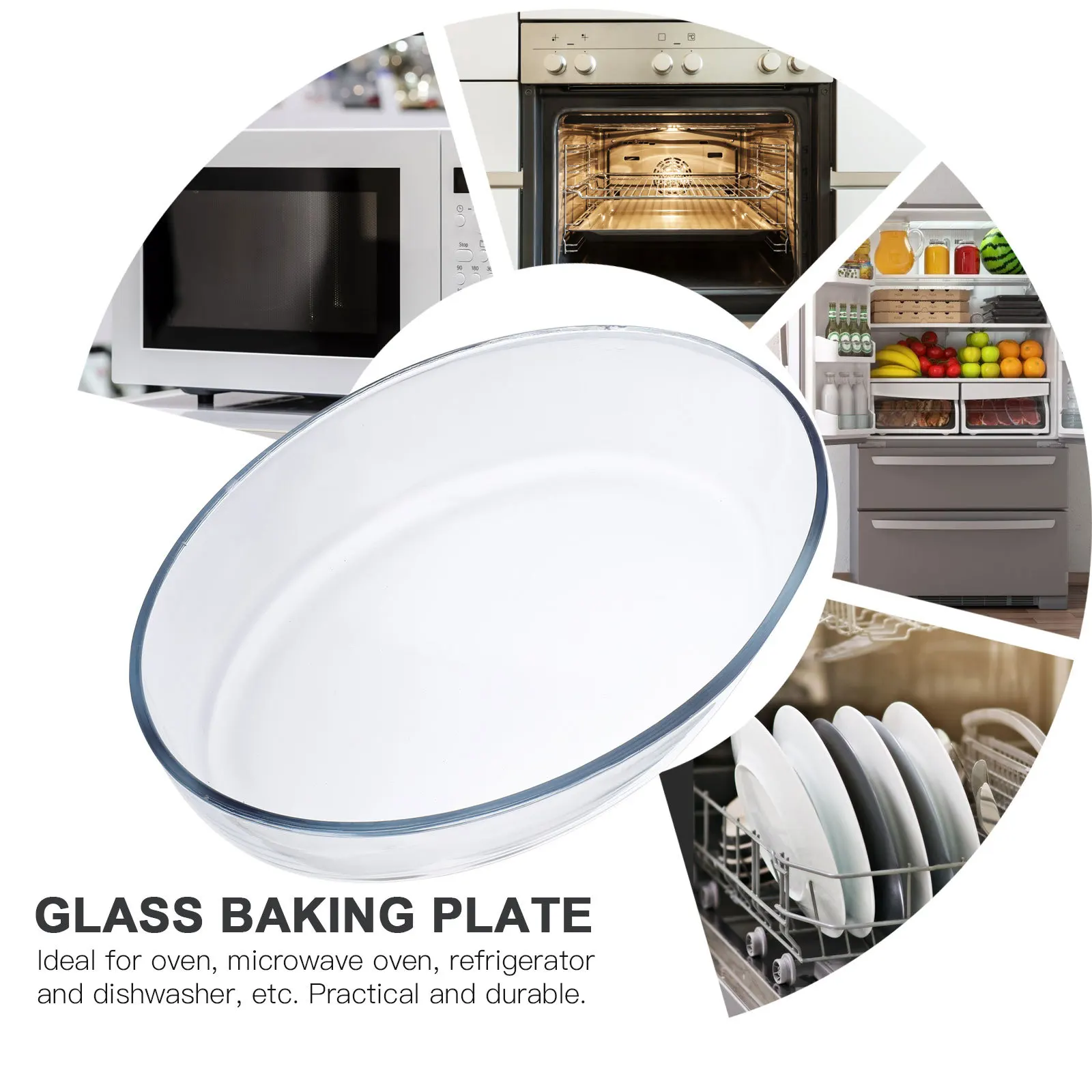 

1Pcs Toughened Glass Baking Pan Transparent Large Capacity Sturdy Heat Resistant Oven Microwave Oven Plate Grill Plate