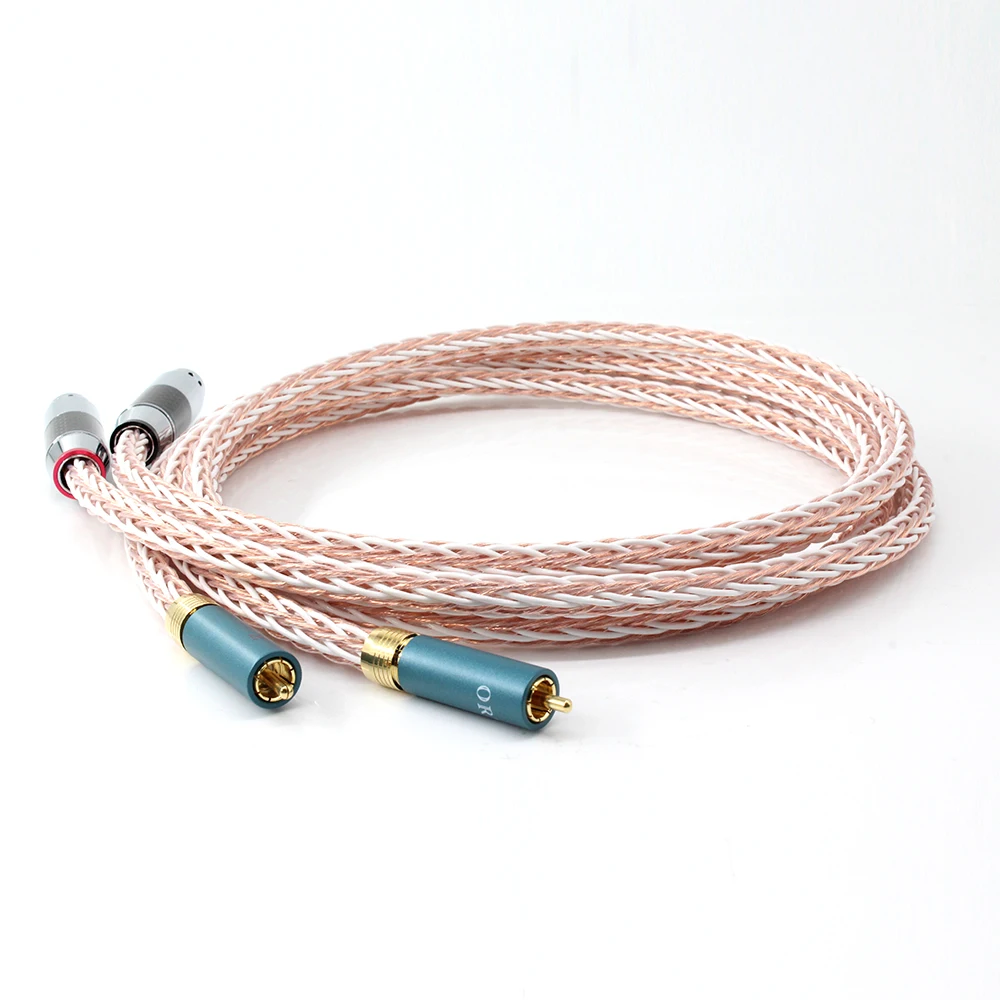 Hifi 8TC 7N OCC Pure copper Xlr to Rca  Male Cable,  3 Pin 2 XLR female to 2RCA Audio Cable