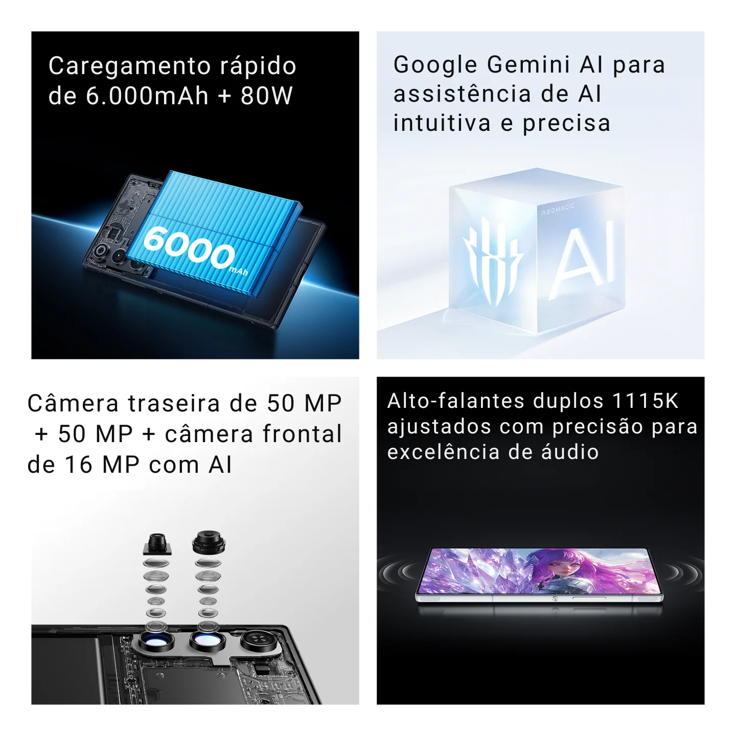 REDMAGIC 10 Air Mobile Phone Gamer 12/16GB + 256/512GB رفيع 7,85 مم 6000 مللي أمبير سريع 80 وات Snapdragon 8 Gen 3 أسود/أبيض/برتقالي