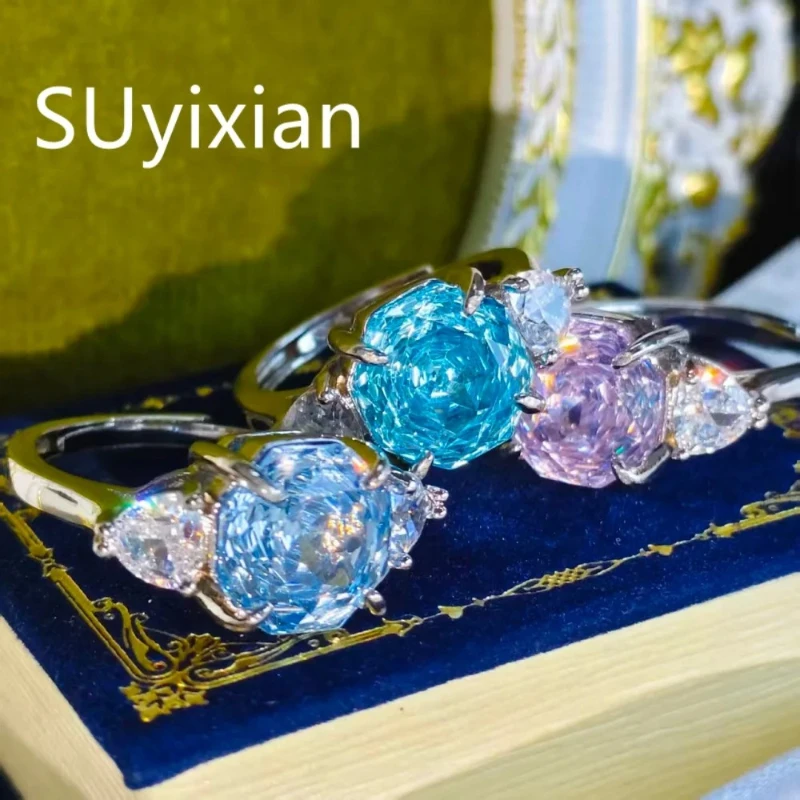 925 Sterling Silver Fashion Light Luxury Millennium Rose Cut Zircon Ring Birthday Party Anniversary Gift