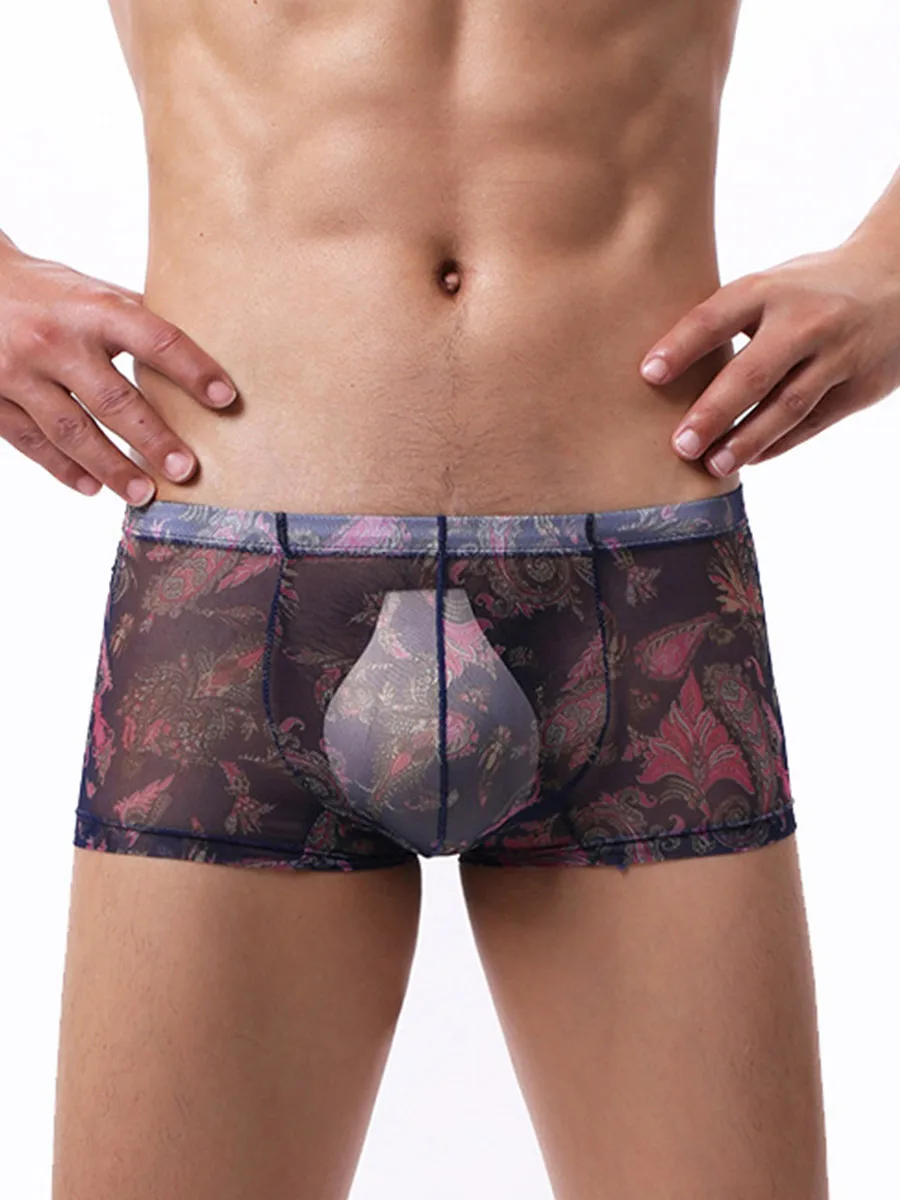 

3Pack Mens Low Waist Underwear Boho Style Mesh Sheer Thin Breathable Comfortable Lightweight Stylish Daily Wear 5 Colors Availab