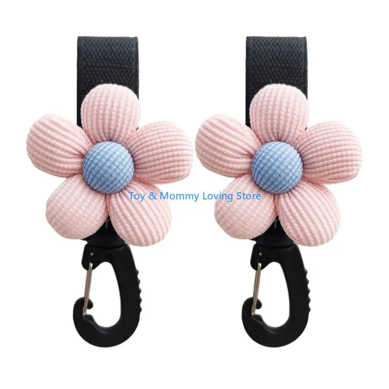 

Y1QF Set of 2pcs Baby Stroller Hook Non-slip Hanger Organiser for Diaper Bag Mom Purse Lovely Pram Pushchair Accessory
