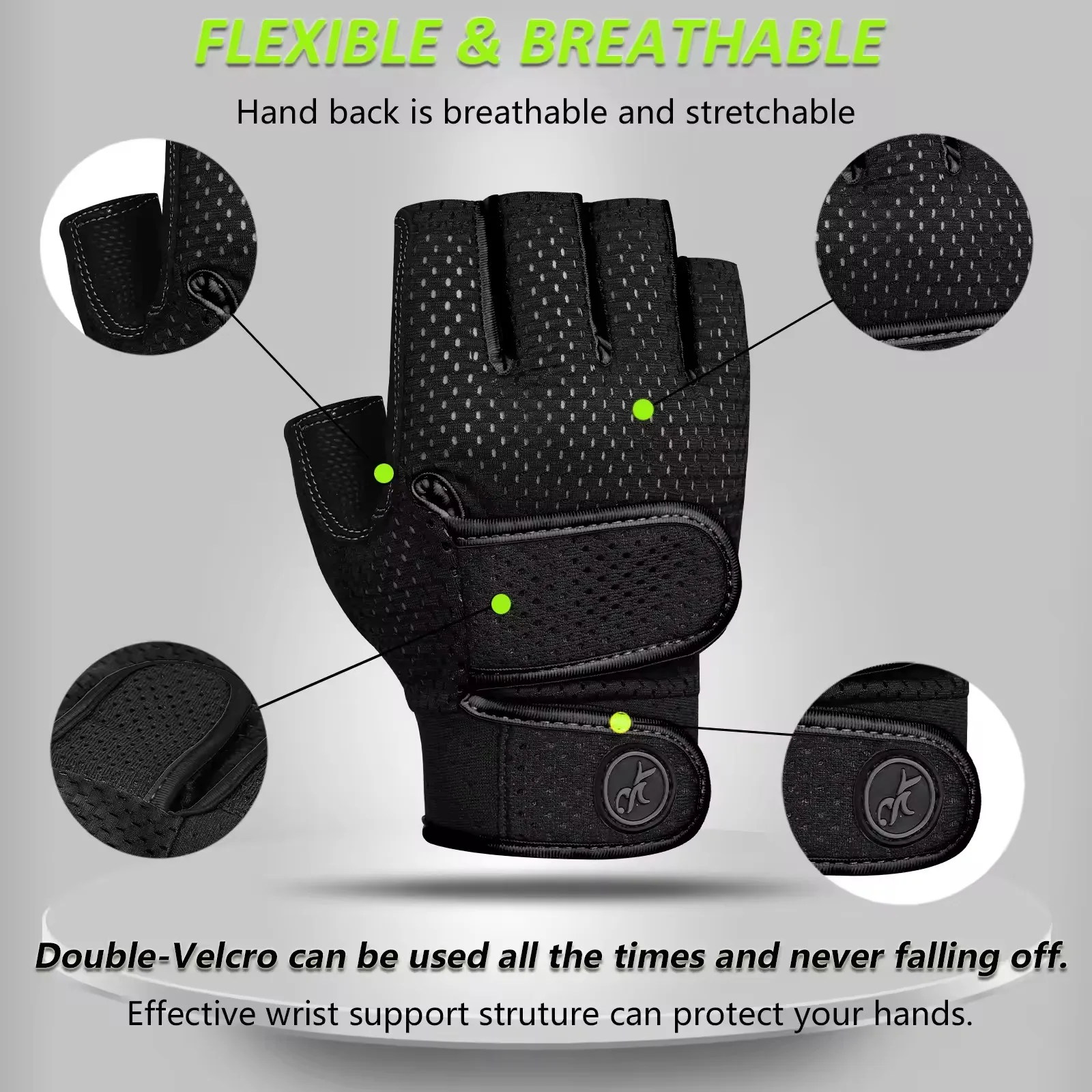 Half-Finger Workout Gym Gloves for Men & Women with Pads Weight Lifting Exercise Fitness Gloves for Training Pull Ups Rowing