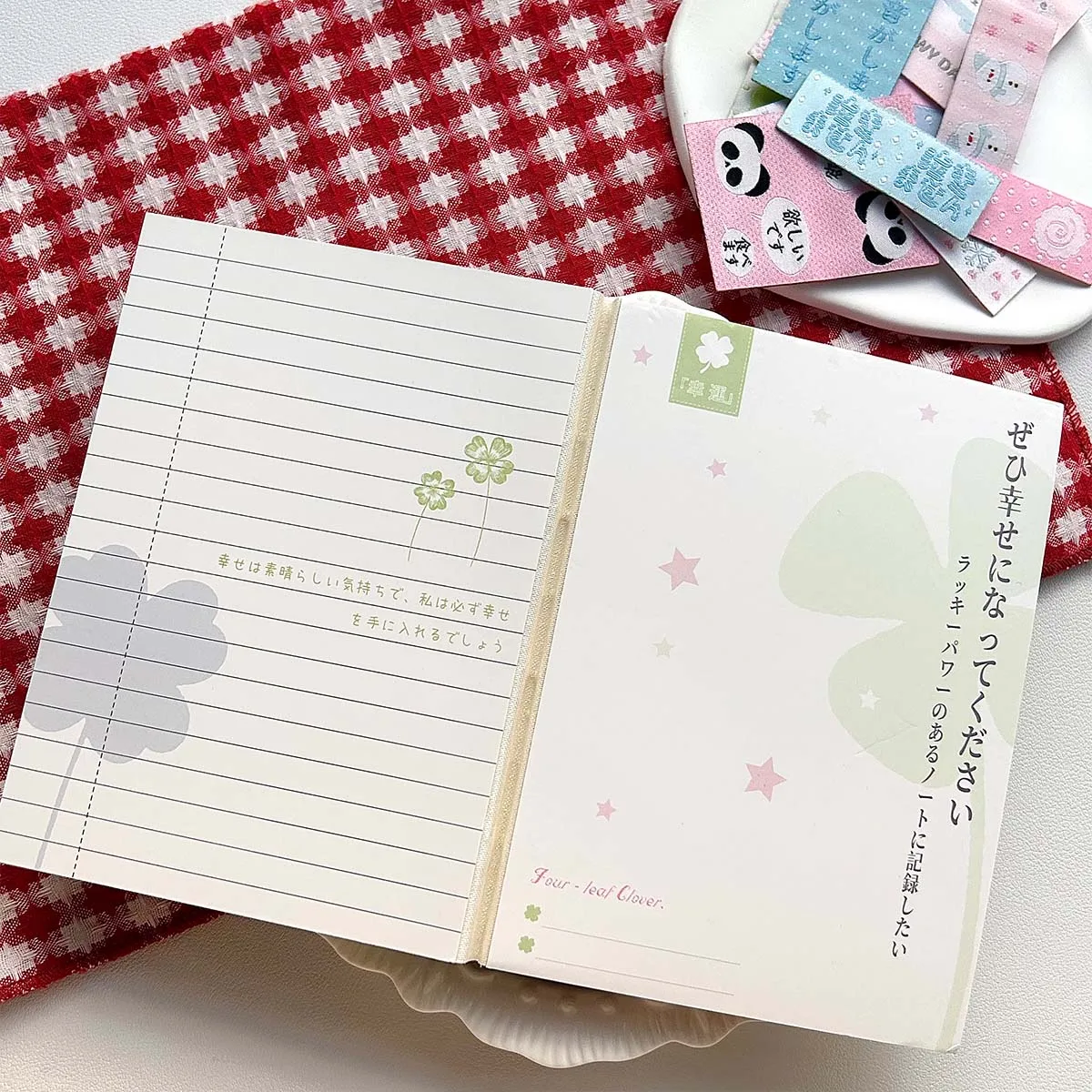 160P/80sheets Kawaii A6 Notebook Four-leaf Clover Note Set Snowy Night Stationery School Office Supplies Writing