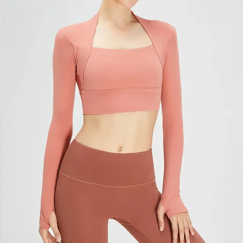 Stylish Autumn Yoga for Women with Shawl and Two-piece Design, Long-sleeved Top  workout clothes for women  workout