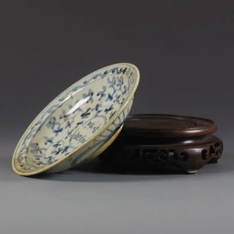 Jingdezhen Ancient Porcelain Hand-painted Longevity with Wealth and Honor Blue and White Plate