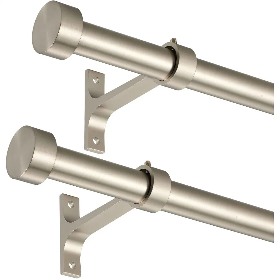 

2Pack Curtain Rod for Windows 1628Adjustable Window Curtain Rods with Premium Aluminum End Cap Finials and Full Surround Bracke