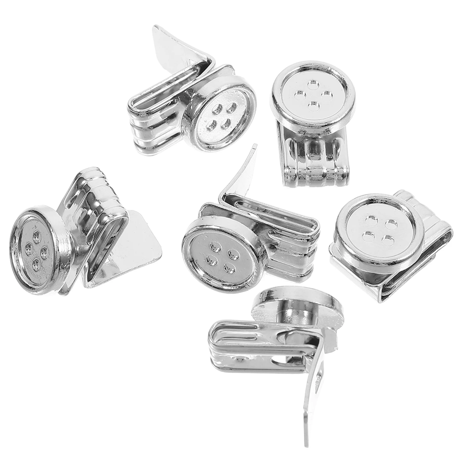 

6 Pcs Metal Adjustment Buckle Suspender Buttons Clip Strap Pants Iron Fasteners Clasp White Color No Sew Button Replacement For