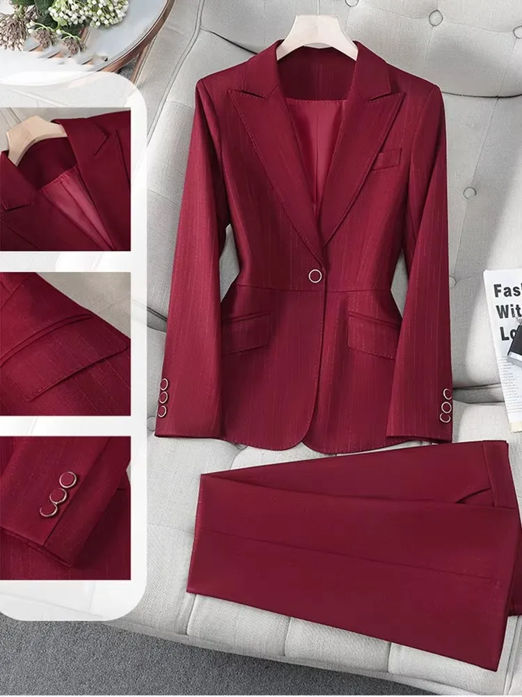 2025 Nuovo set di pantaloni da donna slim fit alla moda e suggestivi Set di strisce alla moda Set da donna elegante conjuntos de pantalones