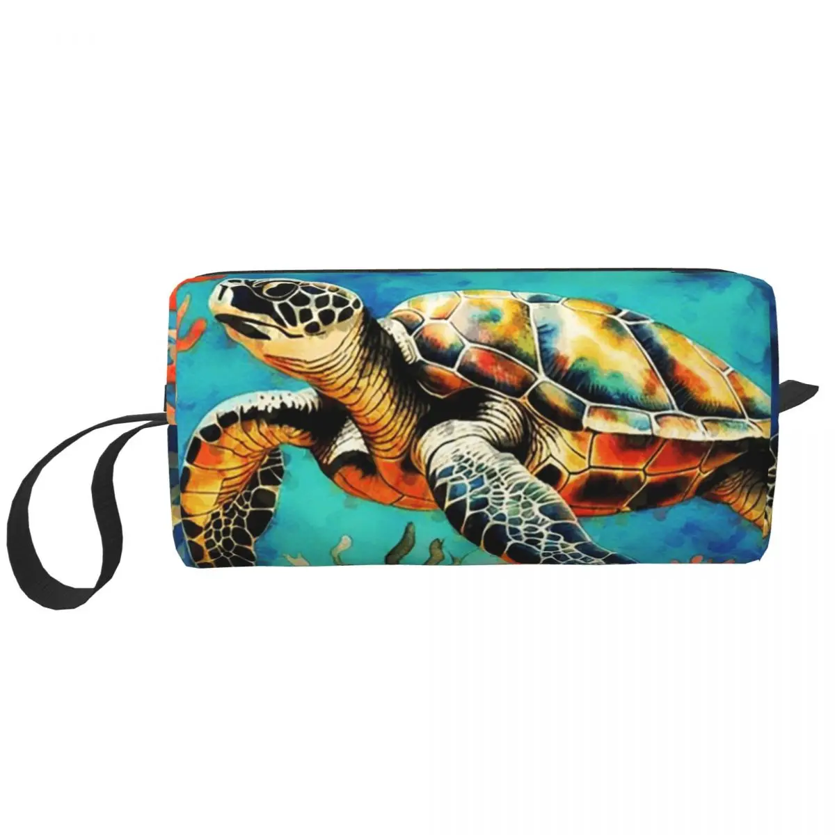 Sea Turtle Coral Watercolor Painting Pencil Case for Kids Pen Box Pencil Bag Stationery Supplies Travel Women Organizer Pouch