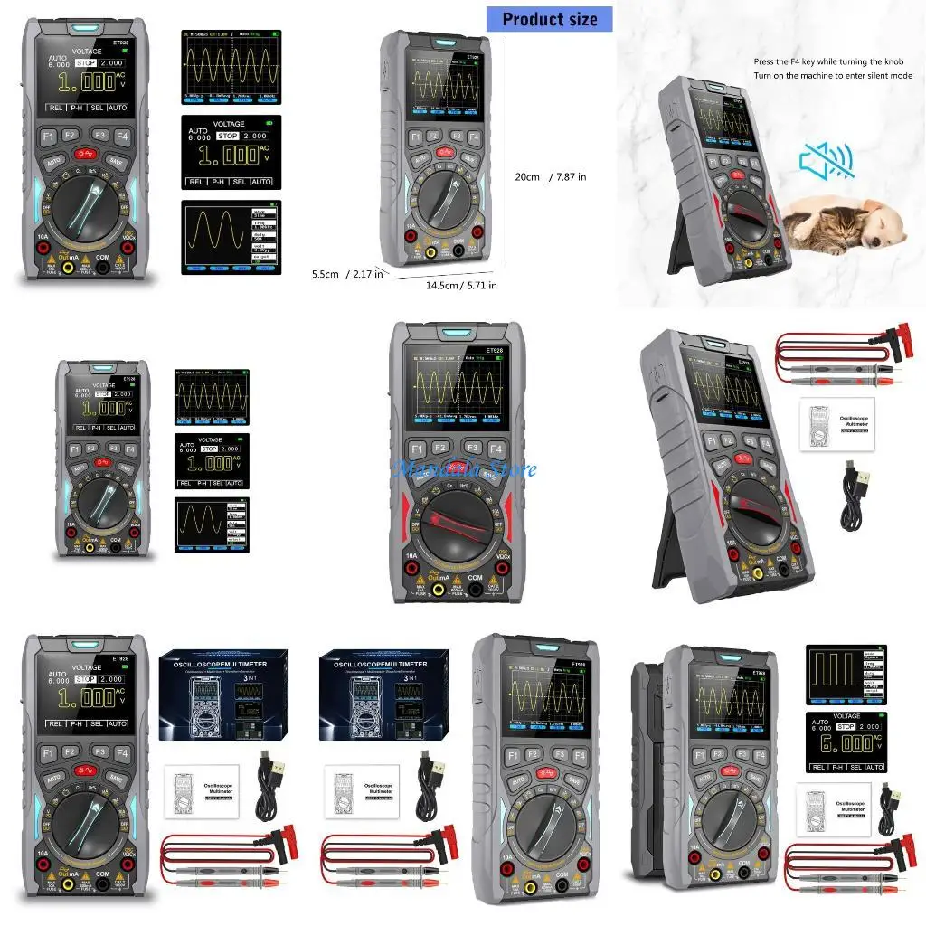 

U2JC 12MHz Bandwidth Generator Oscilloscope 50MSa/s Sampling Rate Resistance Frequency Tester Color Display Multimeter