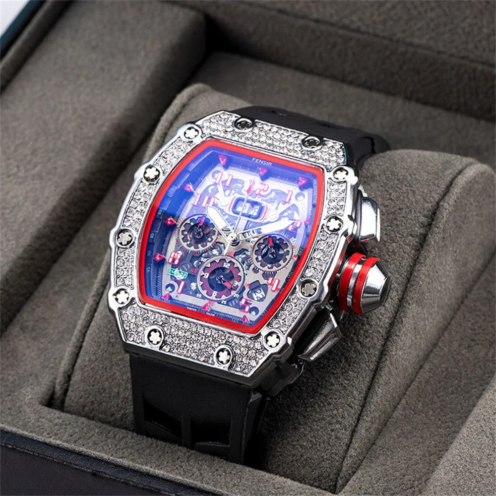 Men\'s Multifunctional Luxury Brand Business Sports Watches 2024 Unusual Quartz Diamond Watch For Men WristWatches reloj hombre