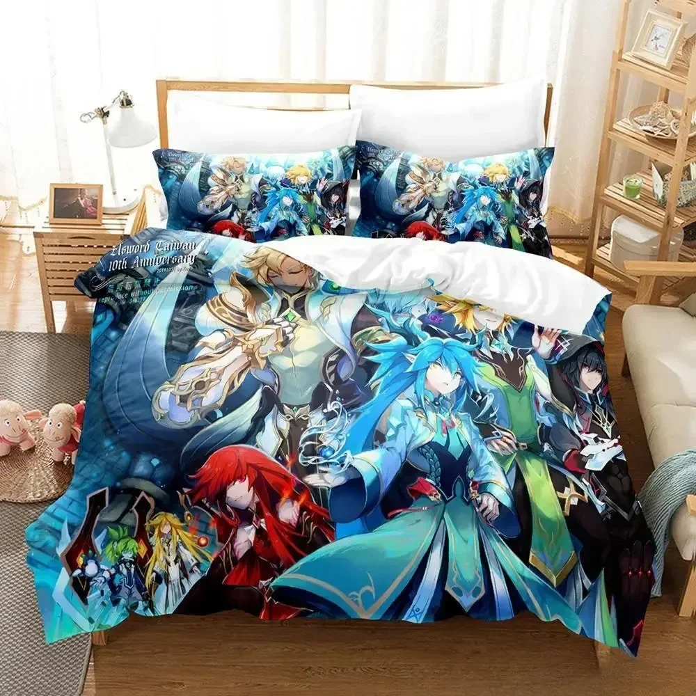 3D Print Anime Game Elsword Bedding Set Single Twin Full Queen King Size Bed Set Adult Kid Bedroom Duvet cover Sets Anime Bed