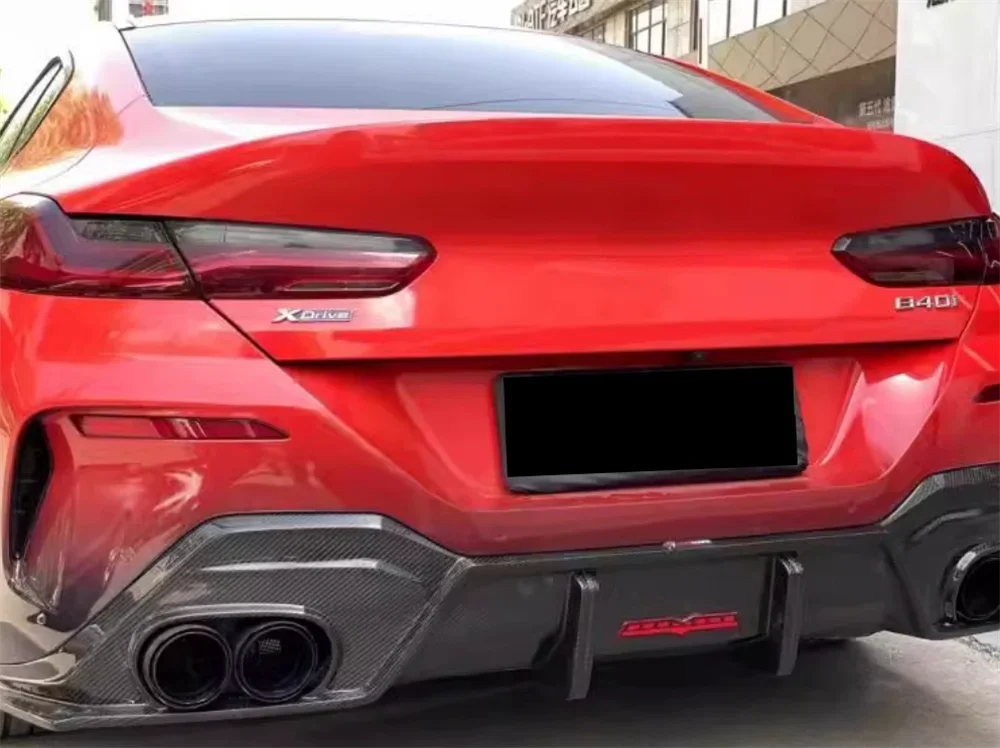 جديد ألياف الكربون TK نمط طقم الجسم لسيارات BMW 8 Series G14 G15 G16 الجبهة حافة مصد السيارة الجانب تنورة الناشر الخلفي