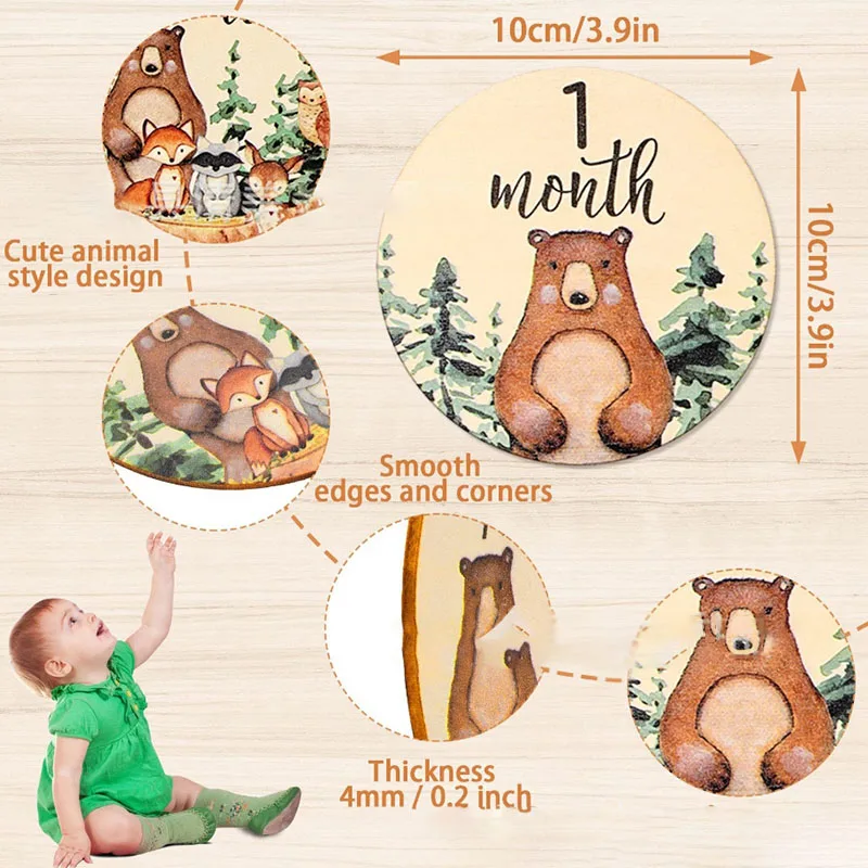 Wooden Baby Monthly Milestones Wooden Photography Props Month Home Newborn Month Diy Wooden Board