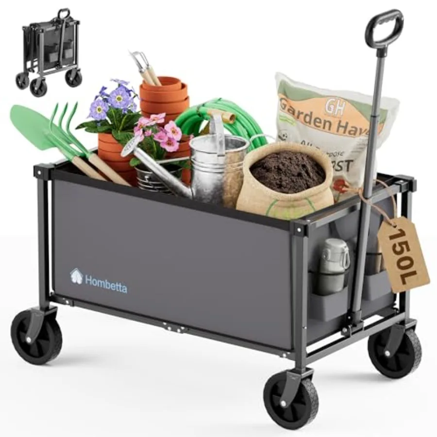 

Складная тележка-вагончик на колесах 150 л, легкая, портативная, для сада, покупок, спорта, кемпинга