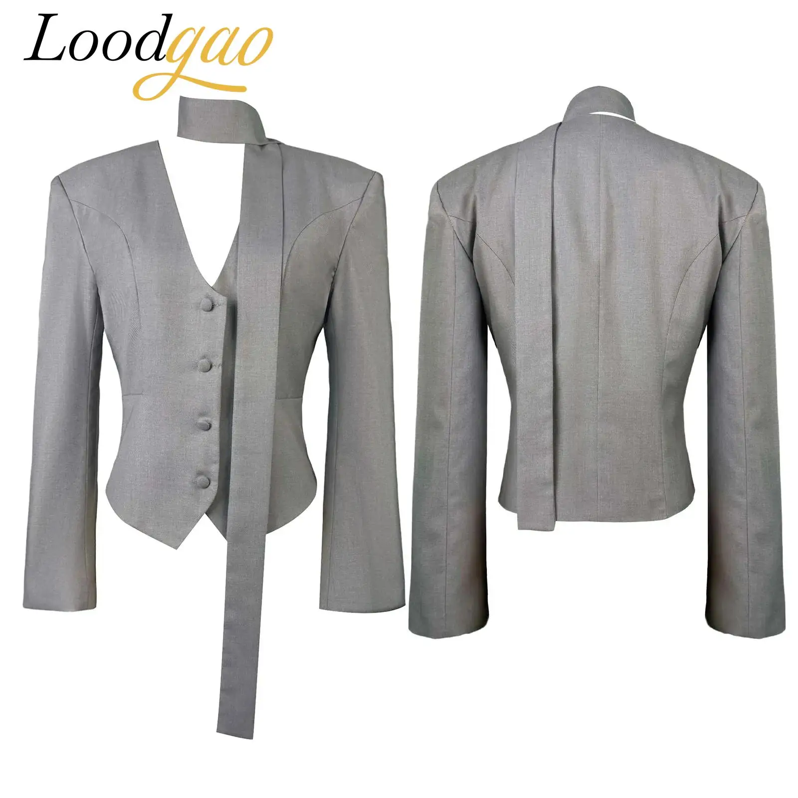 

Женские пиджаки, топы, пальто с шарфом, пиджаки, офисный женский стиль, пиджак, рабочие топы с длинными рукавами и пуговицами спереди, Mujer