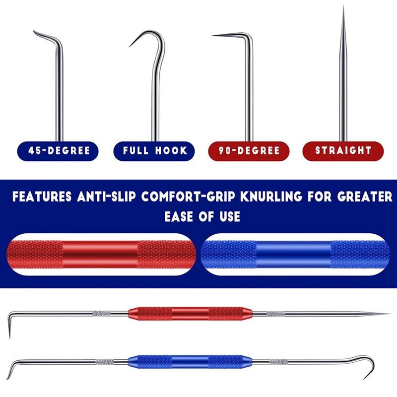 Double Pointed Scriber, Metal Scribe Tool Hook And Pick Tool Set Straight 45 Degree 90 Degree Tip Marking Tool 4 Pieces