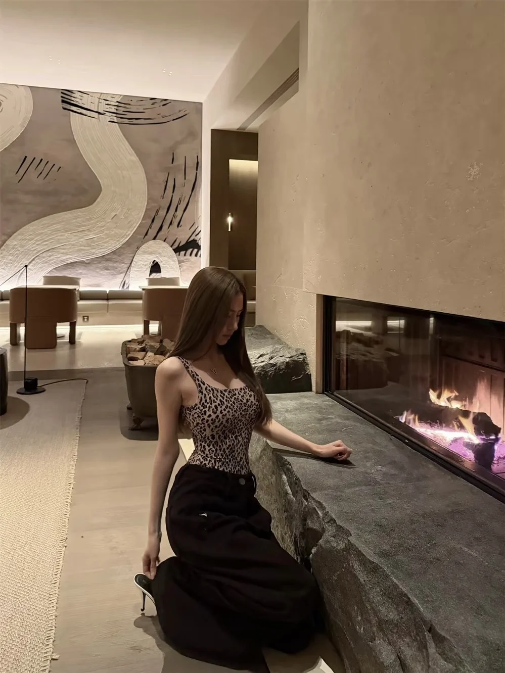 

Боди Linastudio с широкими бретелями, леопардовым принтом, облегающее, с U-образным вырезом, женская модная майка на бретелях, коллекция Зима 2026