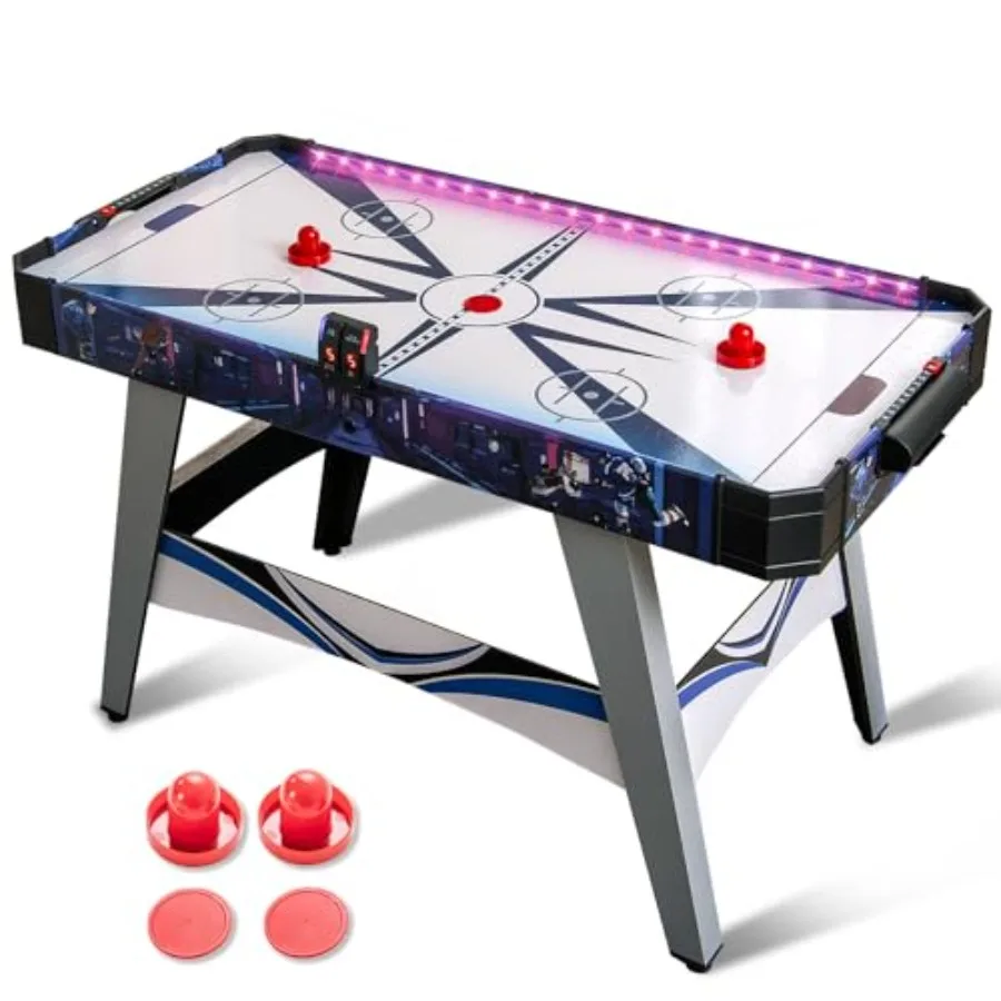 

54 Inch Arcade Style Air Hockey Table with LED Lights and Digital Scoreboard Featuring Powerful 12V Motor 2 Pushers 2 Pucks Ide