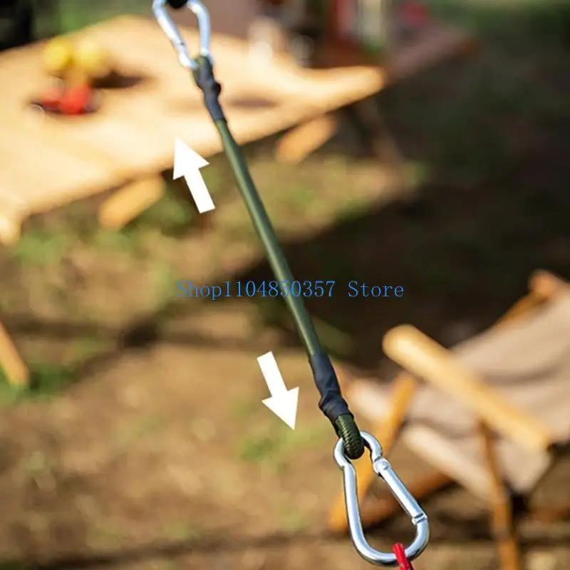 652F Elastic Straps with Carabiner Hook Luggage Packing Ropes Outdoor Heavy Duty Bungee Cord  for Outdoor Tent, Transporting