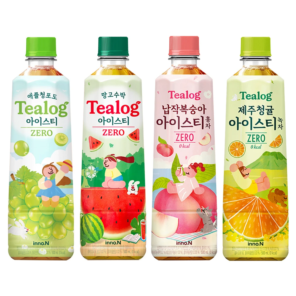 Tyrrog 500ml Zero) Mango, Sandía 6+, Melocotón 6+, Caqui Verde de Jeju 6+, Manzana, Uva Verde 6+ / Bebida Sin Azúcar, Té Helado